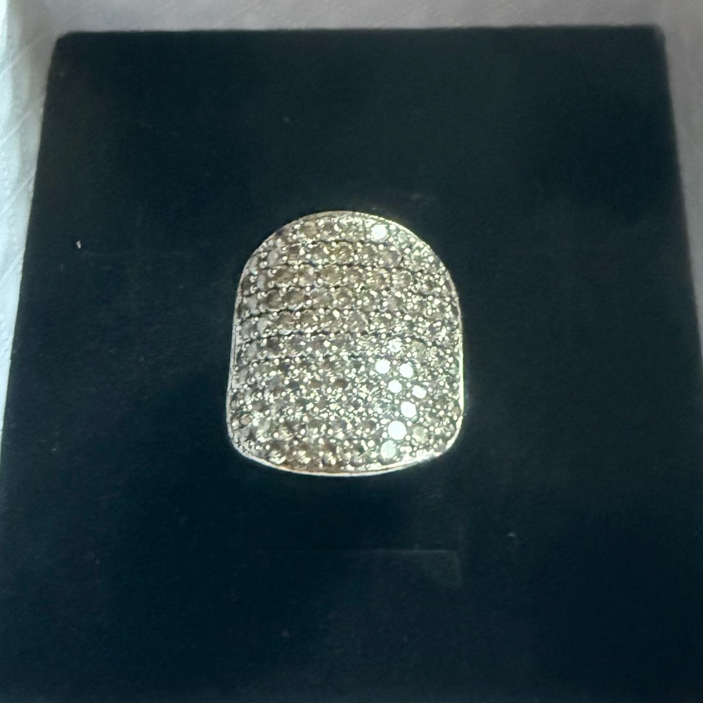 Silver Rhinestone Statement Ring 925 Silver - image 2